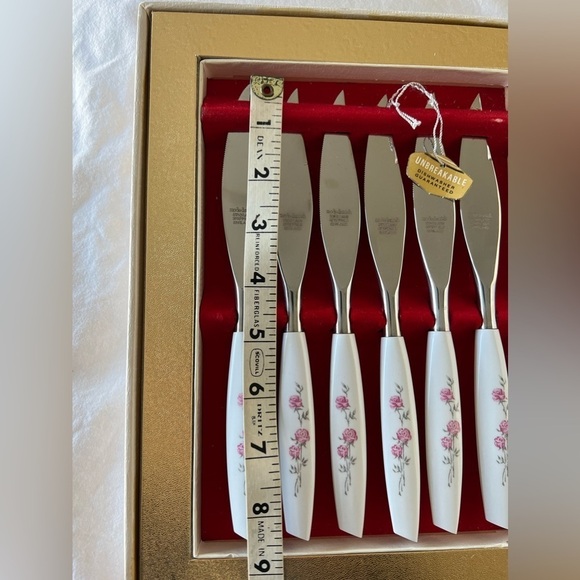Vintage Mode Danish Stainless Serrated Steak Knives (6) ROSES Sheffield England - Picture 8 of 16